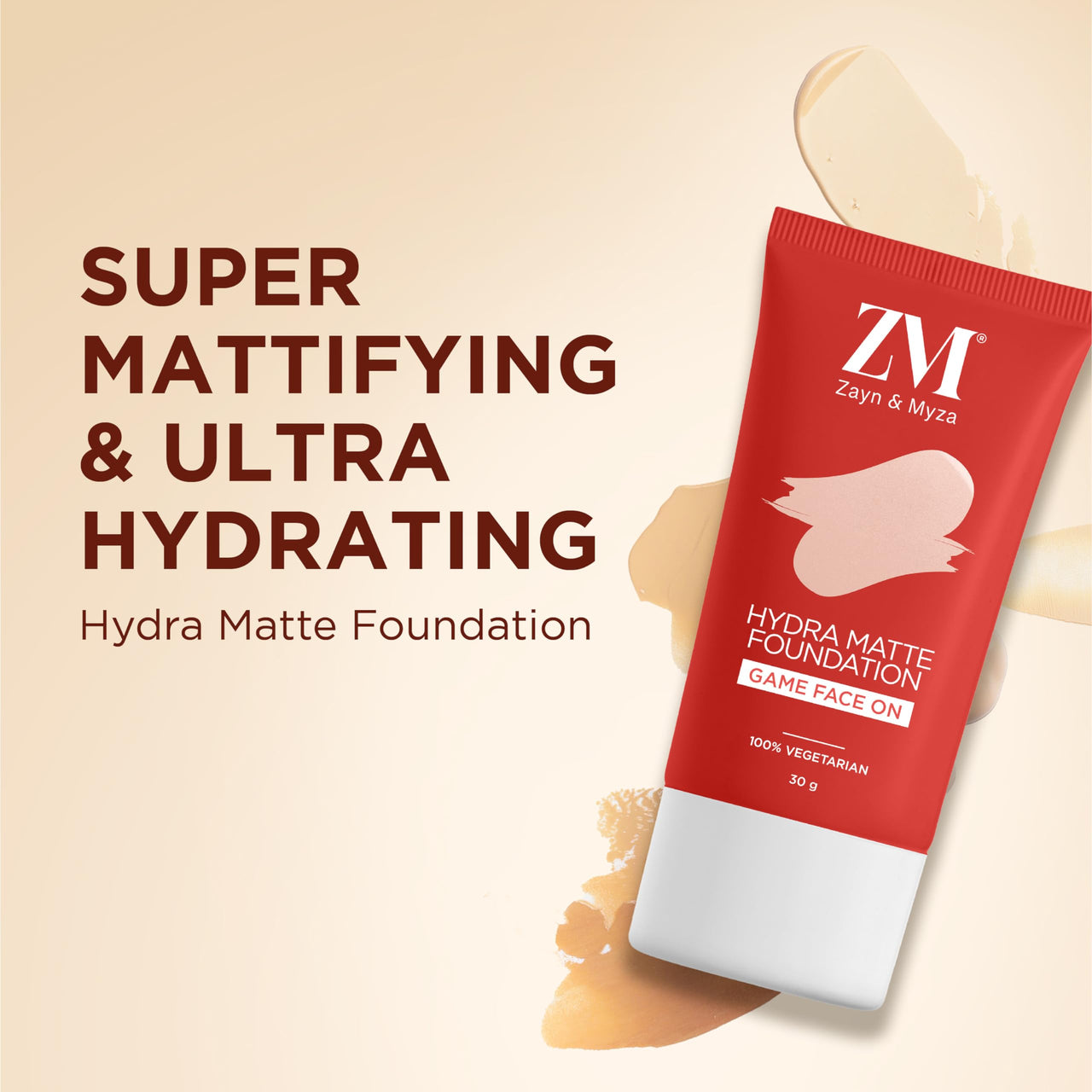 ZM Zayn & Myza Hydra Matte Foundation | Buildable Coverage | Foundation for Face Makeup | Non-clogging, All Skin Types, with Hyaluronic Acid & Niacinamide - (Medium Beige, 30 gm)