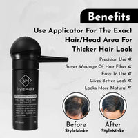 StyleMake Thickener Hair Fiber Light Brown 28gm With Pump For Thin & Fine Hair Instantly Transform | Hair Thickening Fibre Spray For Men & Women | Hair Loss Concealer | (Light Brown Fiber + Applicator)