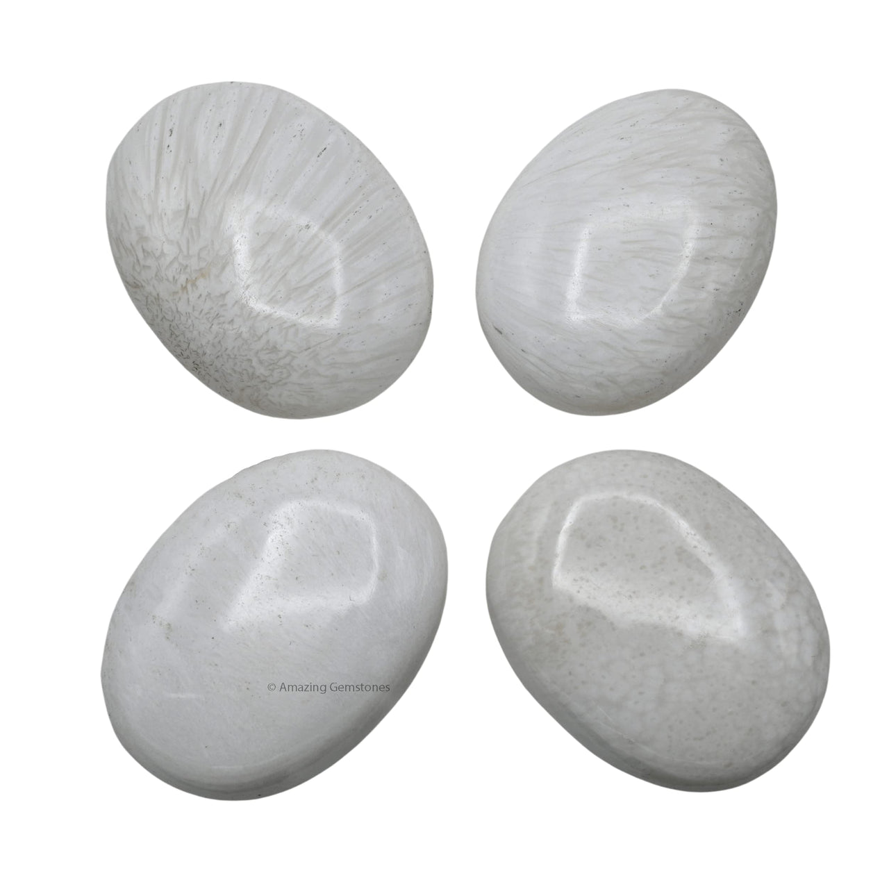 Scolecite Large Palm Stone - Pocket Massage Worry Stone for Natural Body Chakra Balancing, Reiki Healing and Crystal Grid Scolecite - Large