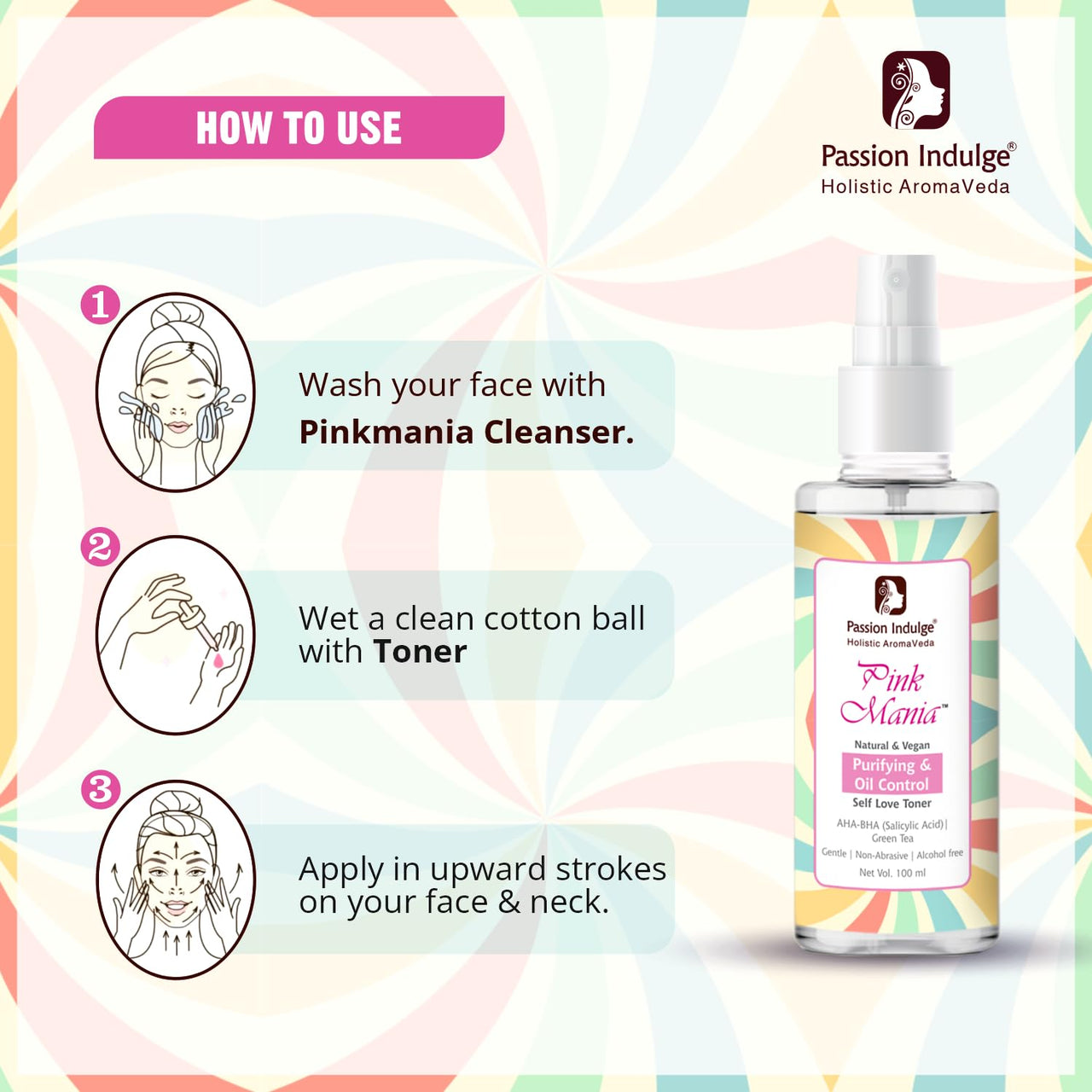 Passion Indulge Skin Purifying Kit For Oily Skin|Pink Mania Aha-Bha Face Cleanser & Face Toner For Clear Skin, 100 ml