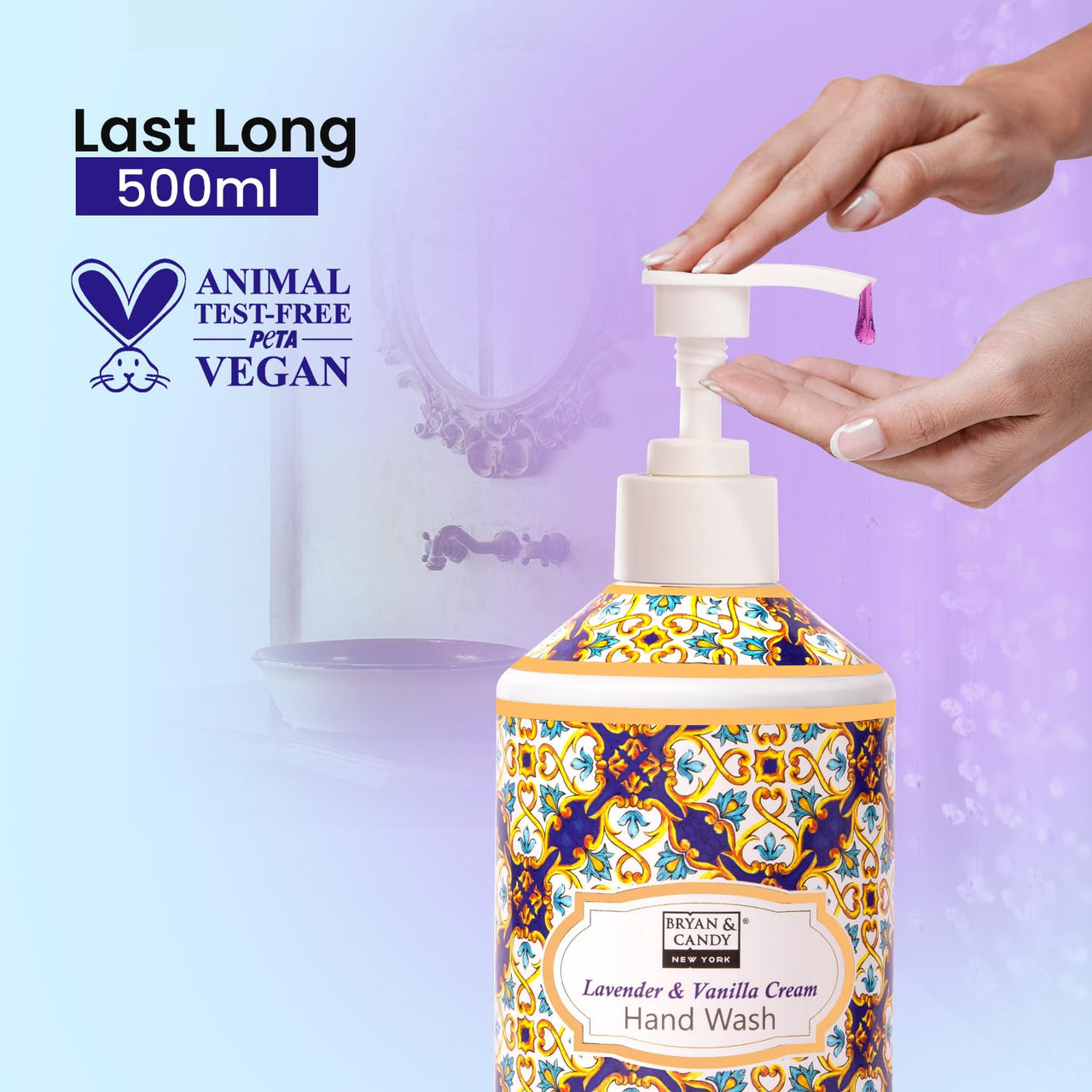 Bryan & Candy Lavender & Vanilla Hand Wash | pH 5.5 Skin Friendly | Soothing Fragrance | Moisturizing Formula | 400ml