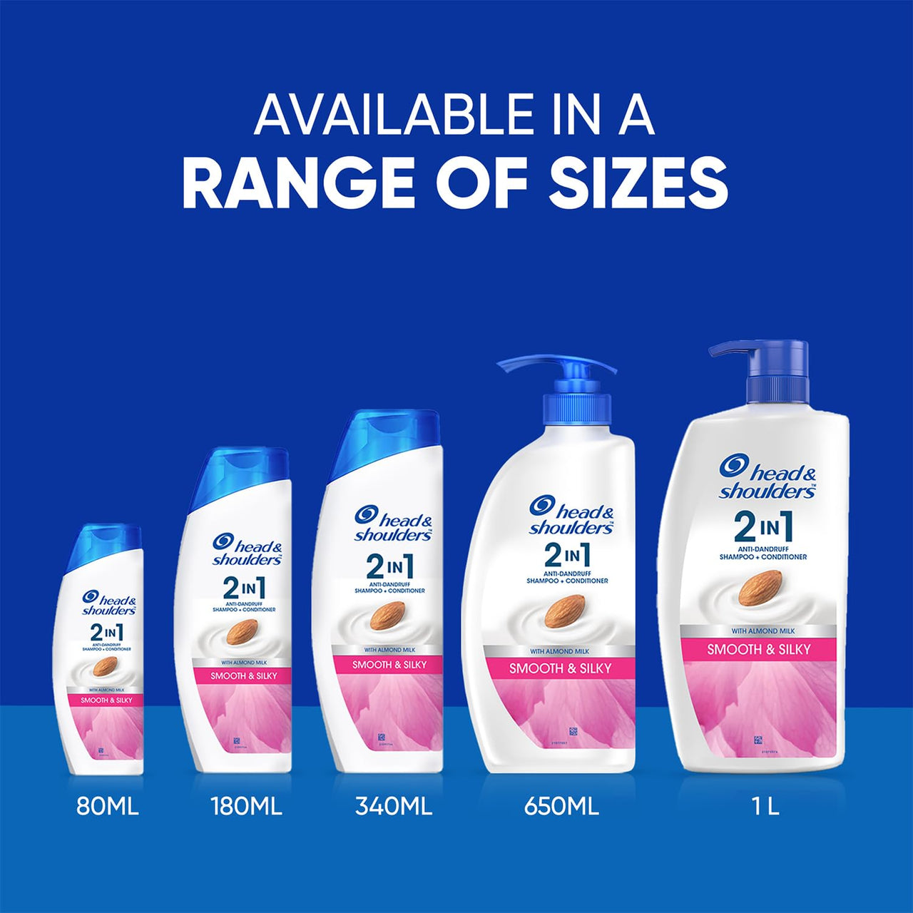 Head & Shoulders 2-in-1 Smooth and Silky Anti Dandruff Shampoo + Conditioner for Women & Men, With Almond Milk (180 ml)