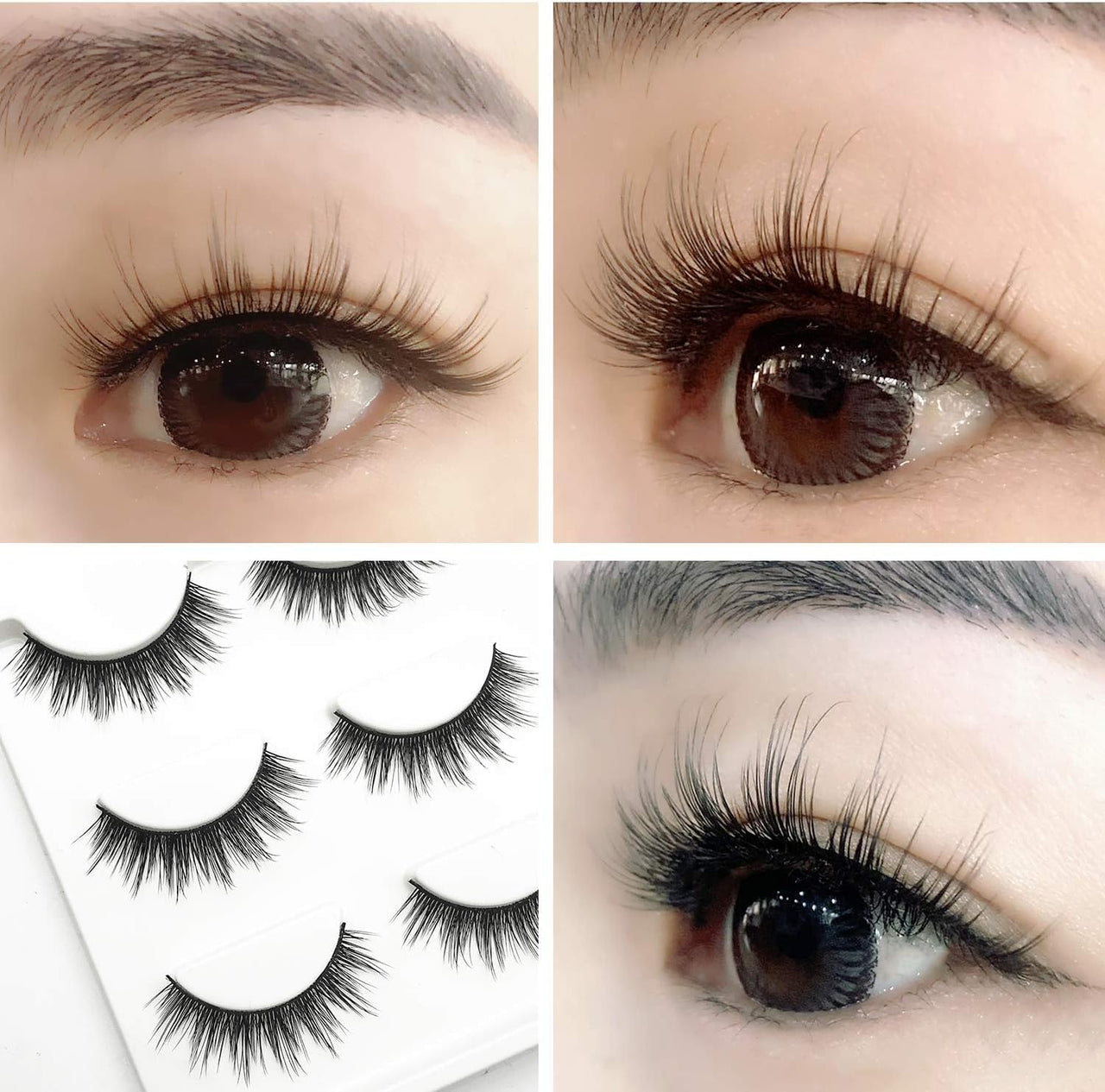HUDA GIRL Eye Lashes for Women - Black Handmade Natural Thick Long Polyester, 3 Pairs False Eyelashes with Eyelash Glue - Empathetic Reusable Extensions for Womens, Girls - Eyelash with glue Set