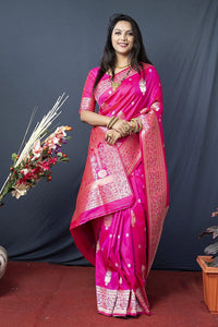 SGF11- Women's  Kanjivaram Pure Soft Silk Handloom Saree Pure Golden Zari With Blouse Piece