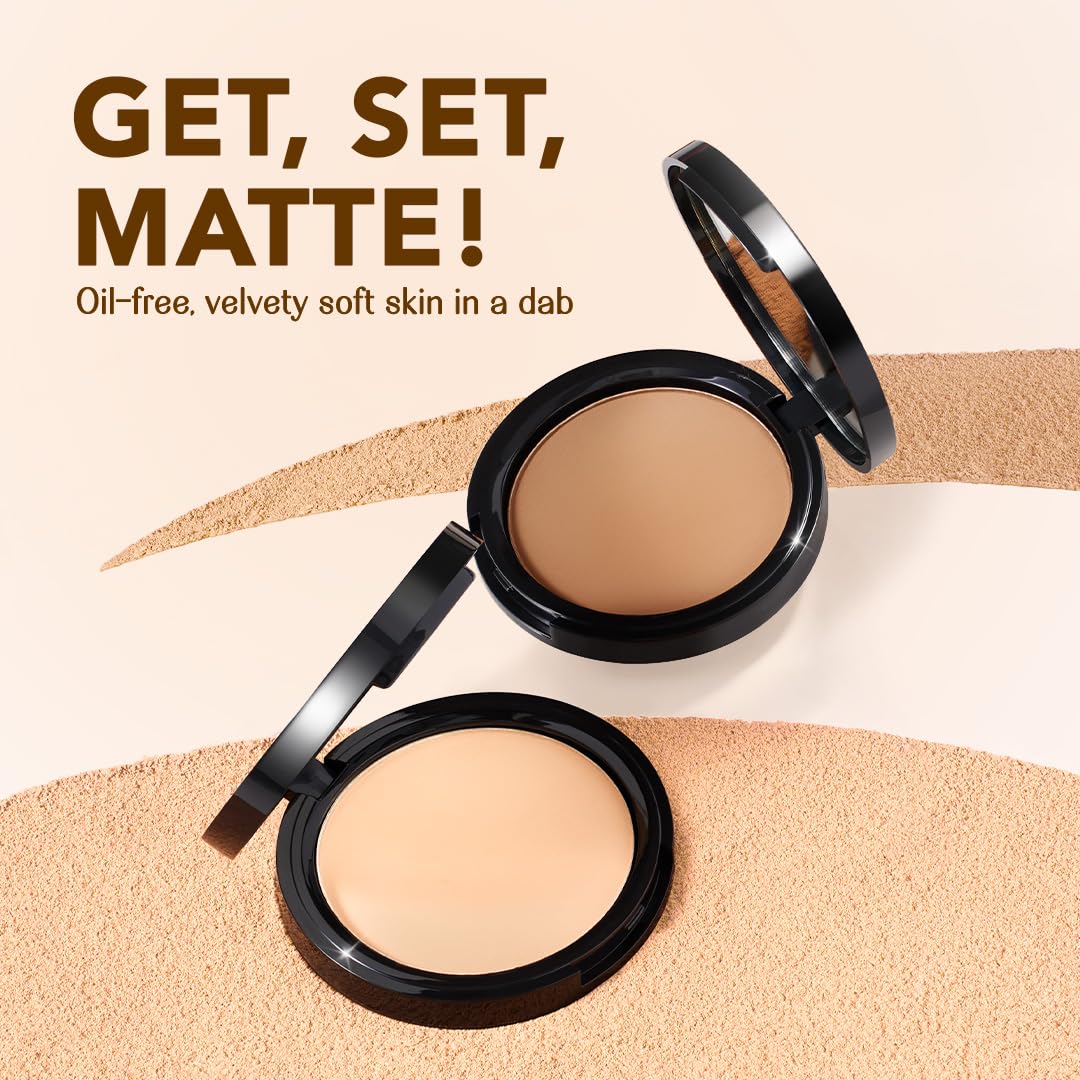 Lovechild Masaba 4-In-1 Mattifying Compact - Perfect All Skin Matte Coverage, Moisturizer, Primer & Skin Repair, With Macadamia Oil & Vitamin E, Easy Expresso (Deep) - 9G