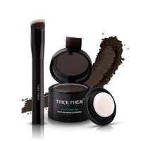 THICK FIBER Root Touch Up Powder, Root Cover for Thin & Bald Head - Water & Sweat Resistant Hair Powder for Thinning Hair Women, Includes Brush (Dark Brown) 4 Grams