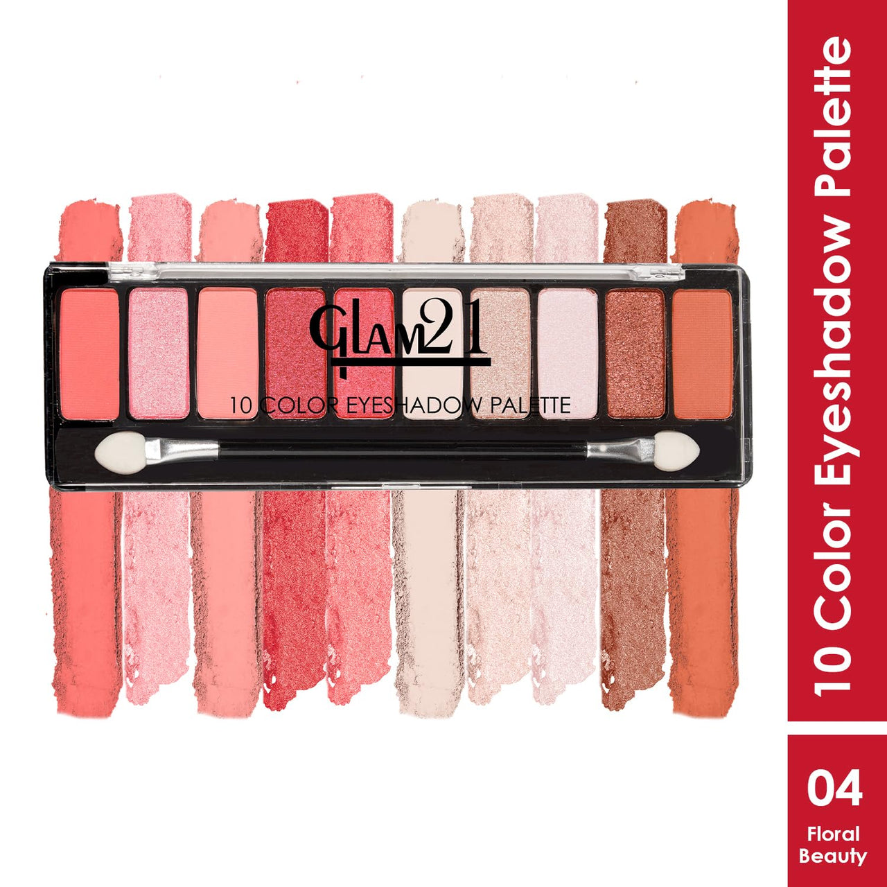 Glam21 Floral beauty 10 Color Eyeshadow Palette |Long-Lasting | Smudge Free | Long Wearing And Easily Blendable Eye Makeup Palette Matte, Shimmery And Metallic Finish Floral beauty