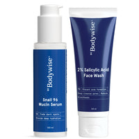 Be Bodywise Snail 96 Mucin Serum 100ml & 2% Salicylic Acid Face Wash 100ml | Prevents Acne and Deep Cleanses Pores | Soothes, Hydrates & Moisturises Skin | Allantoin, 96% Snail Mucin