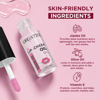 Orgatre PH Lip & Cheek Oil | Lip tint gloss | Color Changing Tint for Women | With Jojoba & Olive Oil, Vitamin E | Non-Sticky, Hydrating & Long-Lasting Glow | 2-in-1 Lip & Cheek Tint for Soft Pink Look | 6.5ml