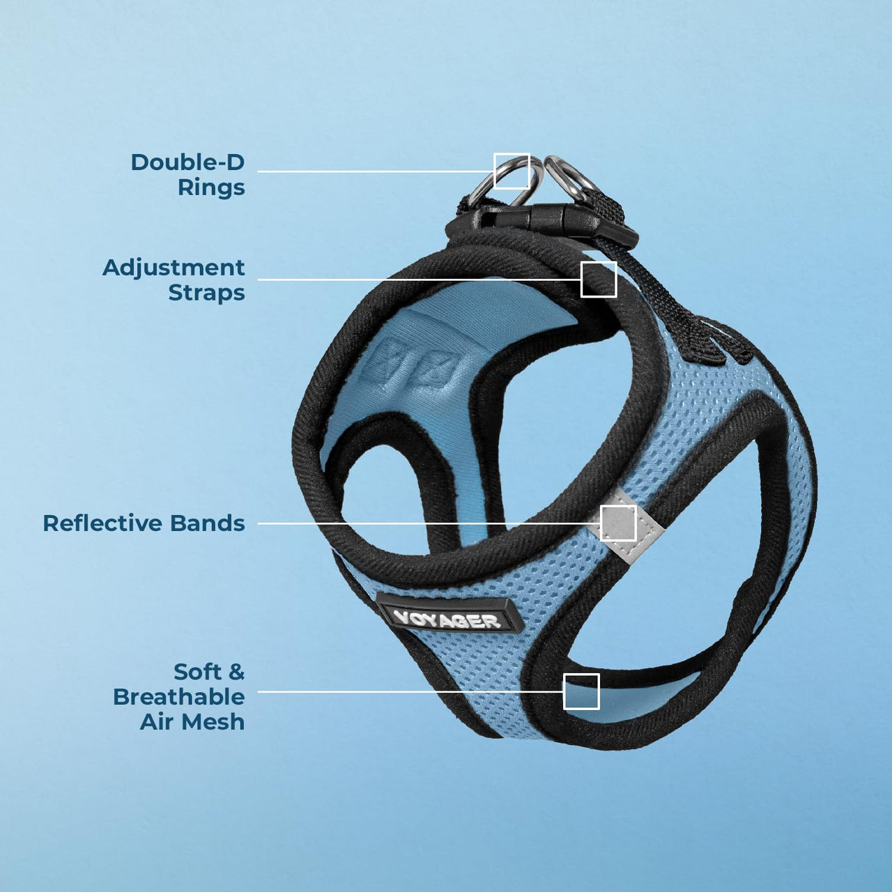 Voyager Step-in Air Dog Harness - All Weather Mesh Step in Vest Harness for Small and Medium Dogs and Cats by Best Pet Supplies - Harness (Baby Blue/Black Trim), M (Chest: 16-18") Harness (Baby Blue/Black Trim) M (Chest: 16 - 18")