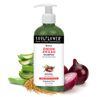 Soulflower Biotin Onion Sulphate Free Shampoo | For Hair Growth, Anti Hair Fall, Strong roots with Keratin, Argan Oil, Green Tea, Shikakai & Reetha for Men & Women for All Hair | 300ml (Pack of 1)