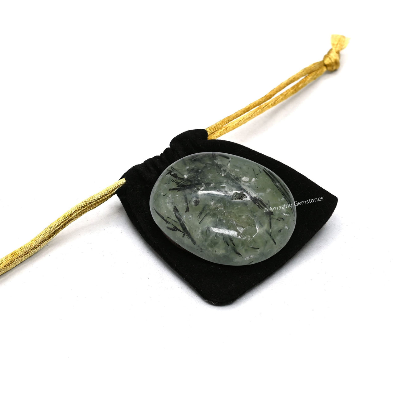 Prehnite Epidote Palm Stone - Pocket Massage Worry Stone for Natural Body Chakra Balancing, Reiki Healing and Crystal Grid Prehnite