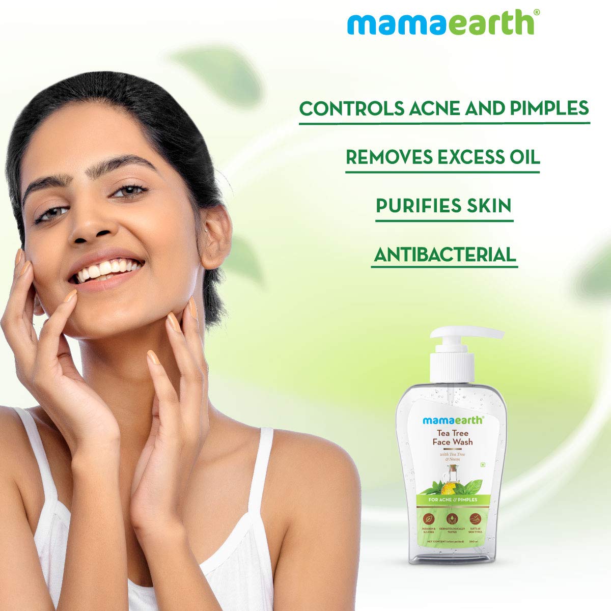 Mamaearth Tea Tree Oil Control Face Wash | Controls Acne & Pimples | Removes Excess Oil | For Oily and Sensitive Skin | For Men & Women | 250 ml