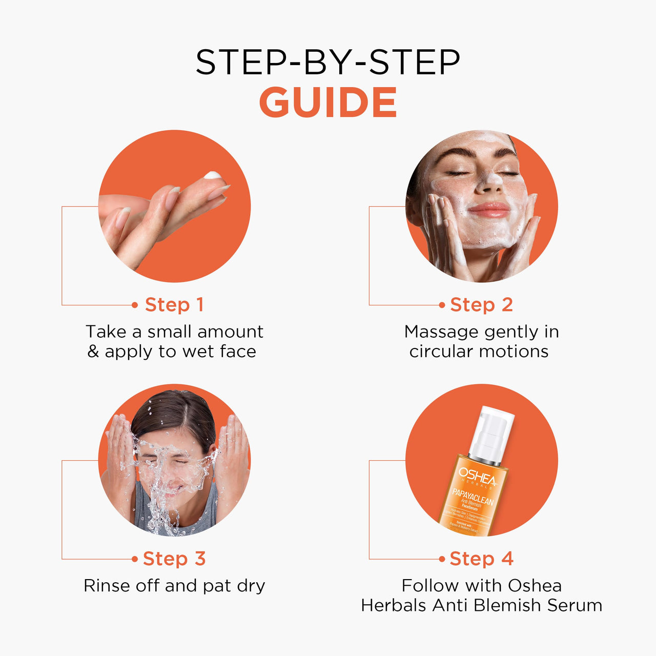 Oshea Herbals Papayaclean Anti Blemishes Gel Face Wash for Women & Men | Hydrating Face Wash for All Skin Types | Lightens Blemishes & Brightens Skin with Papaya Extracts & Vitamin E - 100gm (Pack of 2)