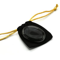 Black Agate Palm Stone - Pocket Massage Worry Stone for Natural Body Chakra Balancing, Reiki Healing and Crystal Grid Black Agate