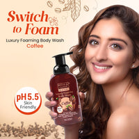 Bryan & Candy Luxury Foaming Body Wash with Pentavitin, Pro Vit B5, Argan Oil, Skin Friendly pH 5.5, All Skin Types, 400 Ml (Coffee Foaming Wash)