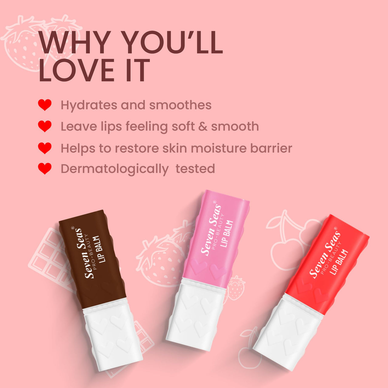 Seven Seas Hydra Touch Lip Balm | Keeps Lips Soft & Smooth | Non Sticky Texture | Prevents Chapped Lips | Highly Moisturising Lip Balm (3.5g, Strawberry)