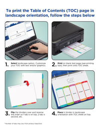 Avery 1-31 Tab Dividers for 3 Ring Binders, Customizable Table of Contents, Multicolor Tabs, 1 Set (11846)