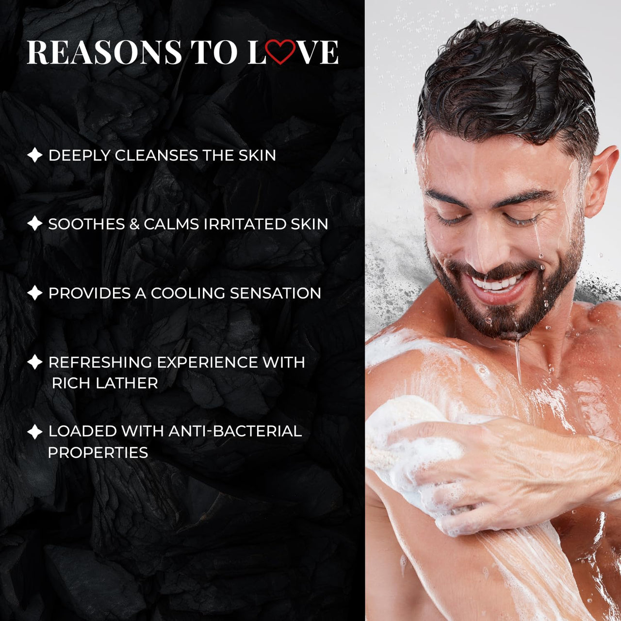 Just Herbs Deep Cleansing Cooling Body Wash with Mint and Activated Charcoal for Men and Women 300 ml