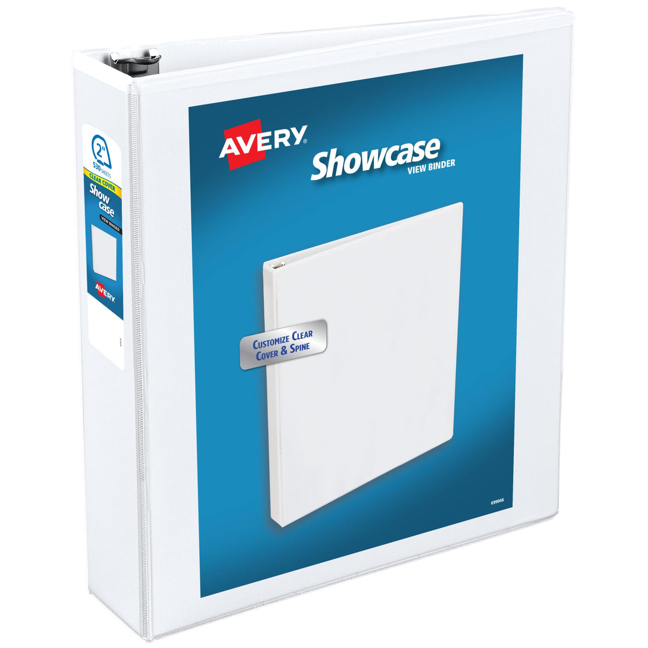 Avery Economy Showcase View 3 Ring Binder, 2 Inch Slant Rings, 1 White Binder (19701) 2" 1 Pack