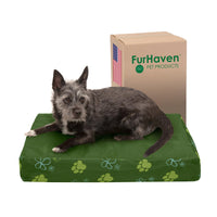 Furhaven Water-Resistant Cooling Gel Dog Bed for Small Dogs w/ Removable Washable Cover, For Dogs Up to 20 lbs - Indoor/Outdoor Garden Print Mattress - Jungle Green, Small Water-Resistant Garden Print (Jungle Green) 20.0