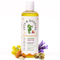 Tots & Bubbles Calming Baby Massage Oil with Sweet Almond & Olive Oil - 300 ml | Enriched with of Shea butter, Lavender & Mustard | Gentle on the skin, Free from Harmful Chemicals, No Artificial Scent
