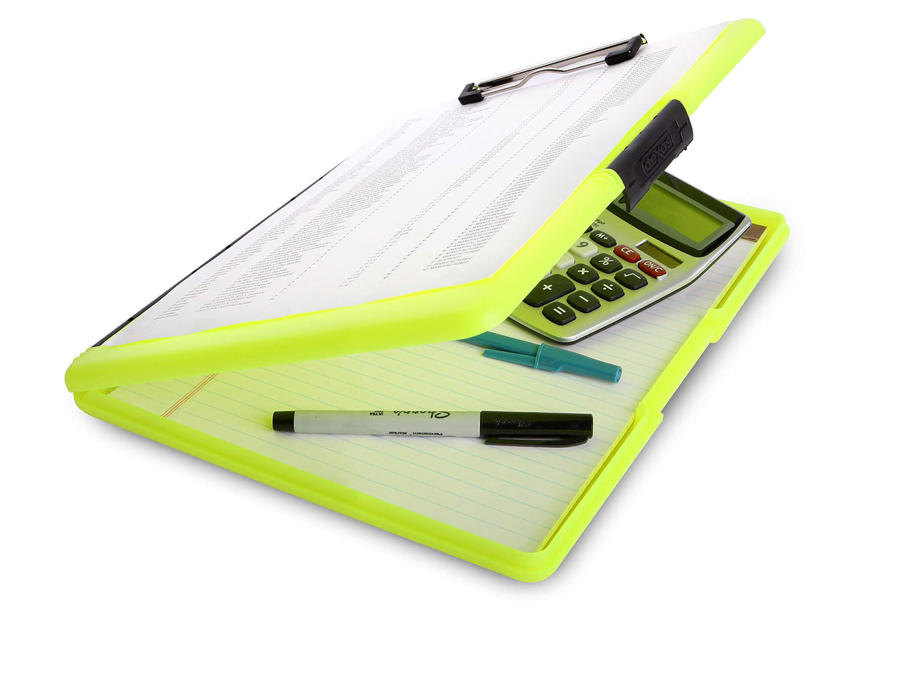 Dexas 3517-803 Slimcase 2 Storage Clipboard with Side Opening, Neon Yellow. Organize in Style for Home, School, Work, or Trades! Ideal for Teachers, Nurses, Students, Homeschooling, and Beyond.