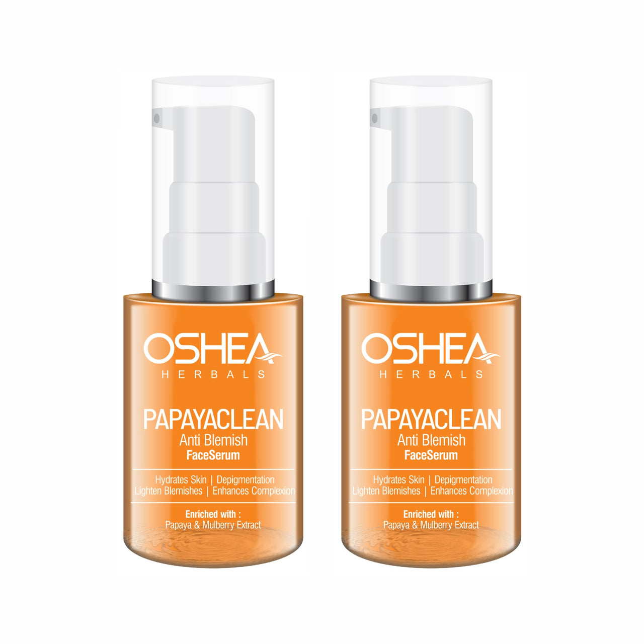 Oshea Herbals Papayaclean Anti Blemish Serum for All Skin Types | Lightens Blemishes & Hydrates Skin with Deep Cleansing | Enriched with Papaya, Pea Extract & Mulberry Extract 30ml (Pack of 2)
