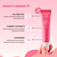Mirabelle Korea Berry Tinted Lip Balm 10g | Subtle Tinted Korean Lip Balm for Dry & Chapped Lips | Brightens Pigmented Lips | Jojoba Oil, Cherry Extract | Men & Women