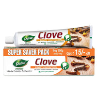Dabur Herb'l Clove 300g (200g + 100g) - Cavity Protection Toothpaste with No added Fluoride and Parabens