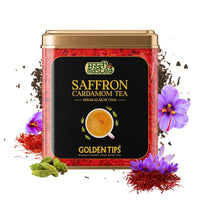 Golden Tips Saffron Cardamom (Elaichi) Exotic Robust CTC Chai 250 Gram