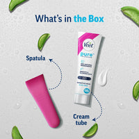 Veet Pure Hair Removal Cream for Women For Sensitive Skin - 100g Pack Of 2 | Suitable for Legs, Underarms, Bikini Line, Arms