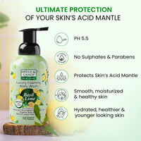 Bryan & Candy Luxury Foaming Body Wash with Pentavitin,Pro Vit B5,Argan Oil,Aloe Vera, Skin Friendly pH 5.5, All Skin Types, 400 Ml (Basil & Lime)