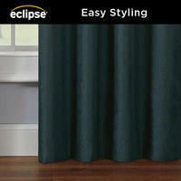 Eclipse Kendall Modern Blackout Thermal Rod Pocket Window Curtain, Insulating & Noise Reducing Curtains for Bedroom or Living Room (1 Panel), 63 in Long x 42 in Wide, Teal 63