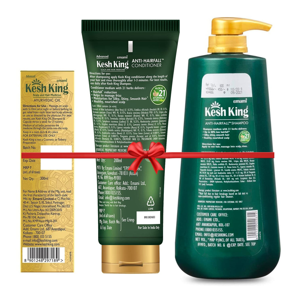 Kesh King Anti Hairfall Shampoo 600ml + Kesh King Oil 300ml + Kesh King Conditioner 200ml