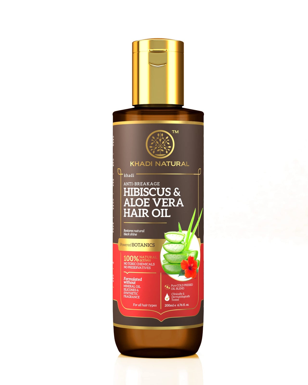 Khadi Natural Hibiscus & Aloe Vera Hair Oil | Oil for Frizzy Hair | Silicone & Mineral Oil Free | Suitable for All Hair Types | Powered Botanics
