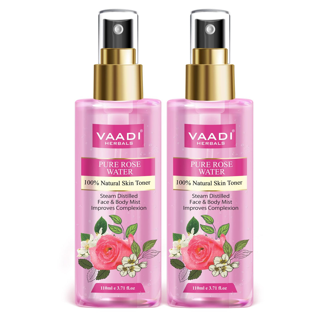 Vaadi Herbals Pvt. Ltd Pack Of 2 Rose Water - 100% Natural & Pure, 250 ml (Pack of 2)