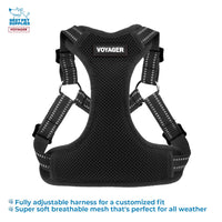 Best Pet Supplies Voyager Adjustable Dog Harness Leash Set with Reflective Stripes for Walking Heavy-Duty Full Body No Pull Vest with Leash D-Ring, Breathable All-Weather - Harness (Black), M