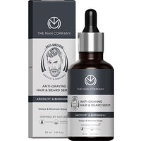 The Man Company Anti-Graying Hair & Beard Serum for Men Enriched With Bhringraj, Arcolys & Shikakai | Hair Shine & Nourishment | Delay & Reverses Grays | Strengthen Roots| For All Hair Type -30Ml