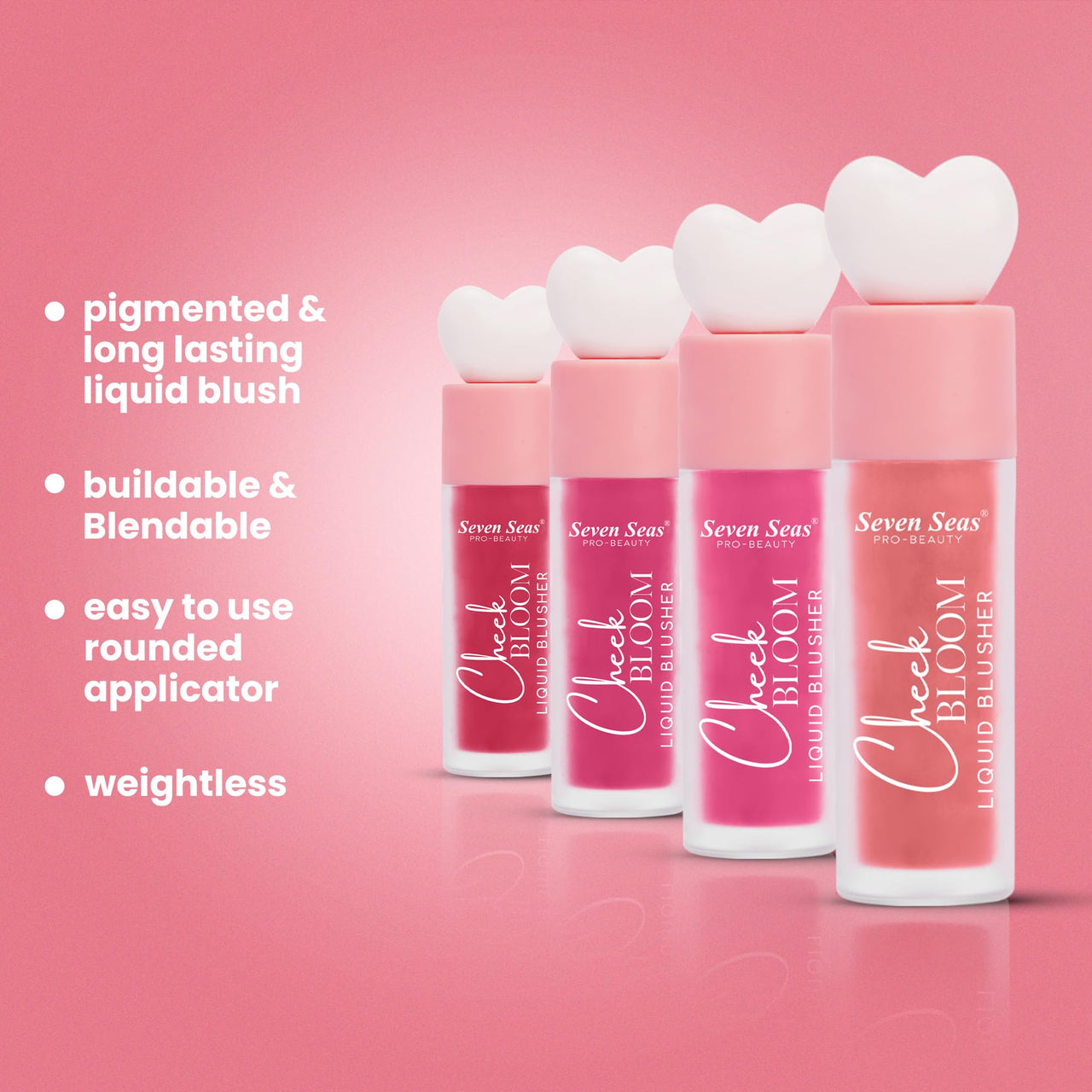Seven Seas Cheek Bloom Liquid Blusher & Lip Gloss | Highly Pigmented | Long-lasting | Buildable & Blendable | All Skin Types | Shade- 03-Rosy Cheeks-5g)