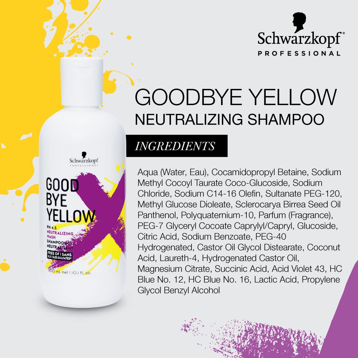 Schwarzkopf Professional Goodbye Yellow Neutralising & Anti-Yellow Sulfate Free Purple Shampoo | 300 Ml