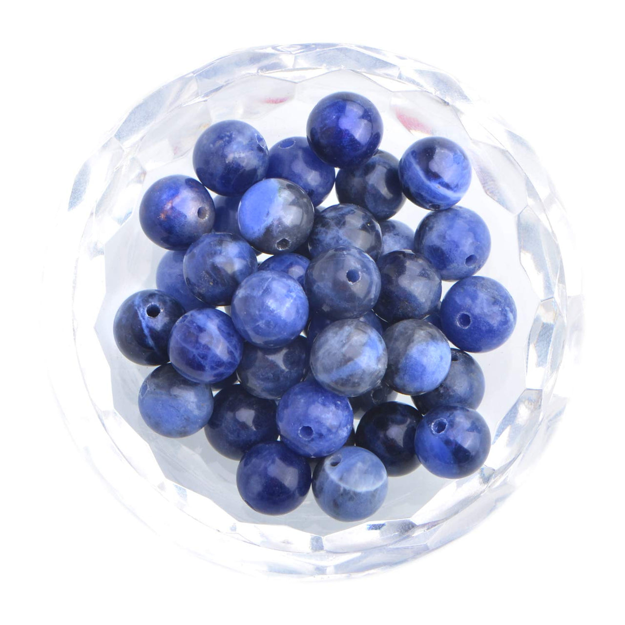 100Pcs Natural Crystal Beads Stone Gemstone Round Loose Energy Healing Beads with Free Crystal Stretch Cord for Jewelry Making (Blue Sodalite, 8MM) Blue Sodalite