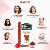 INDUS VALLEY Organic Hibiscus Powder | Hibiscus rosa-sinensis for Hair & Skin - (100g*2=200g)