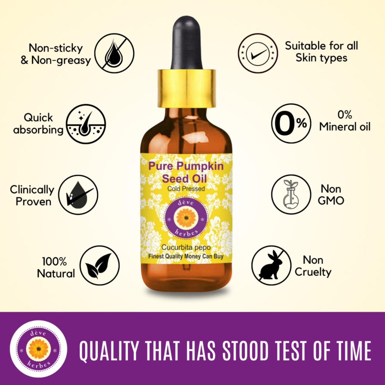 Deve Herbes Pure Pumpkin Seed Oil (Cucurbita pepo) Cold Pressed 30ml