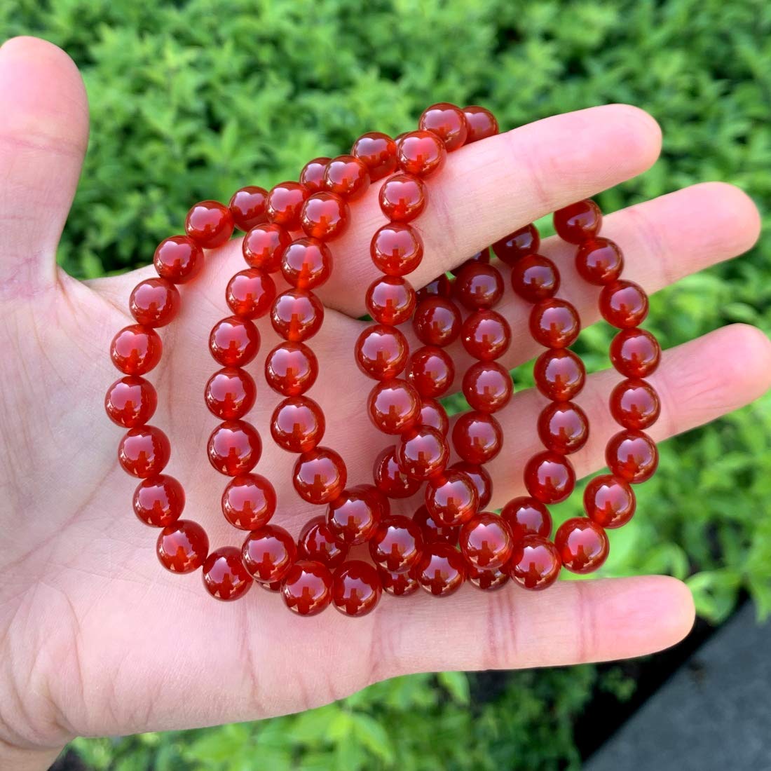 Adabele Natural Gemstone Bracelet 7.5 inch Stretchy Chakra Gems Stones 8mm (0.31") Beads Healing Crystal Quartz Women Men Girls Gifts (Unisex) Carnelian 8.0 Inches
