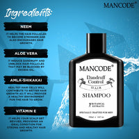 Mancode Anti Dandruff Shampoo for Men Prevent Dandruff Healthier Hair and Scalp Itch Free No Mineral Oil Neem Extract 200 ml Hair Shampoo for Men (Pack of 1)