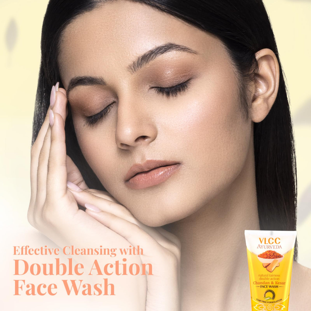 VLCC Ayurveda Natural Fairness Chandan & Kesar Face Wash - 100ml X 2 (Pack of 2) | Complexion Brightening Everyday Facewash | Saffron for Anti-Ageing Benefits | Ayurvedic Facewash for All Skin Types