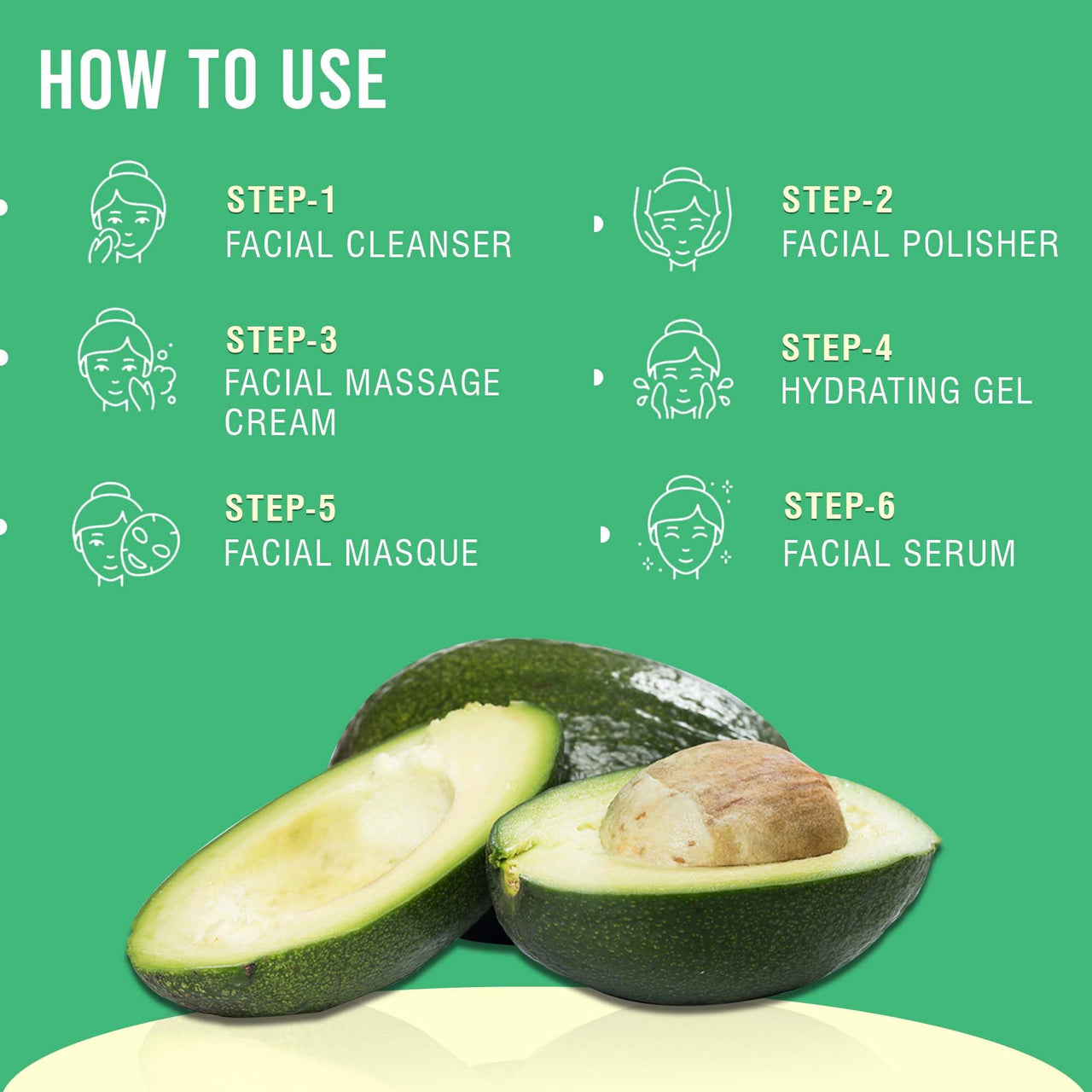 Glamveda Avocado Superfood Skin Brightening Facial kit for Women | No Paraben, SLS | 40gm (Purple)