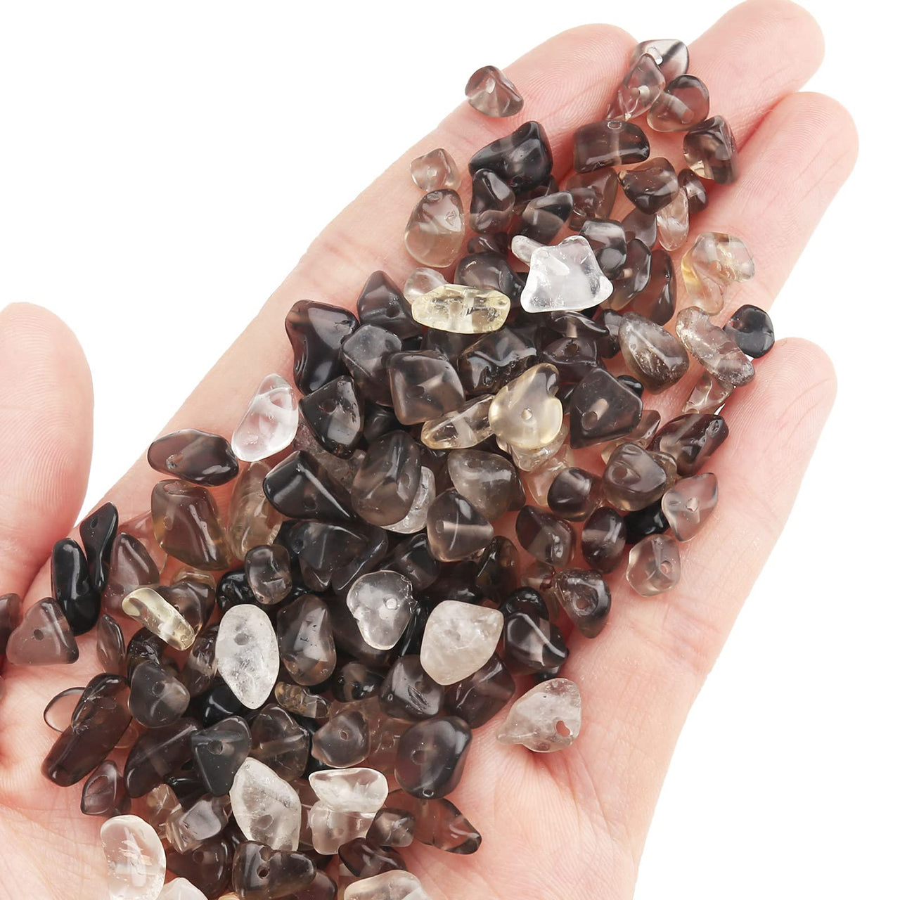 456 PCs Natural Chip Stone Beads, 5-8mm Irregular Multicolor Gemstones Loose Crystal Healing Smoky Quartz Rocks with Hole for Jewelry Making DIY Crafts