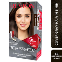 Revlon Top Speed Hair Color for Women Brownish Black| 100% Grey Coverage in just 5 Minutes | Ammonia Free, Easy Application and Intense Conditioning